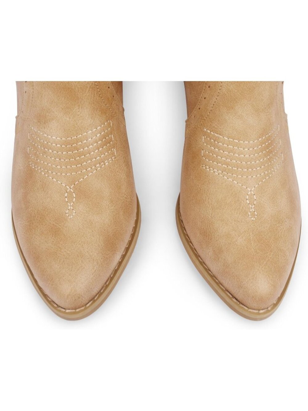 Women's Tan Mid Calf Cowboy Boots Pointy Toe Boot Embroidered Western - Picture 2 of 7